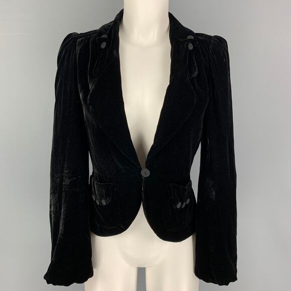 MARC JACOBS Size 2 Black Velvet Single Button Jacket - Picture 1 of 5